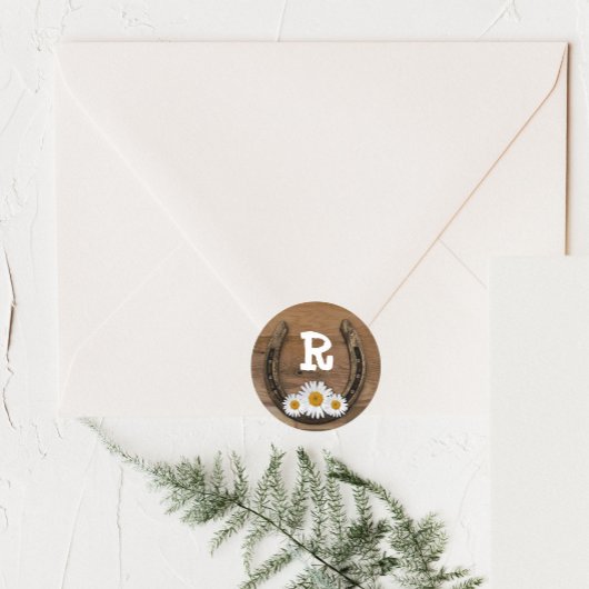 Hoefijzer Naam Initiaal Envelopzegel Ronde Sticker