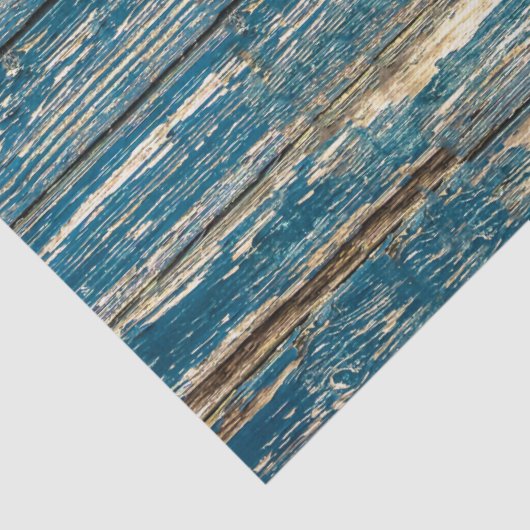 Hoefijzer op blauwe houten borden tissuepapier (Detail)