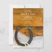 Hoefijzer, parels en jachthout magnetische uitnodiging (Voorkant)