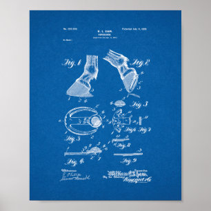 Hoefijzer patent - blauwdruk poster
