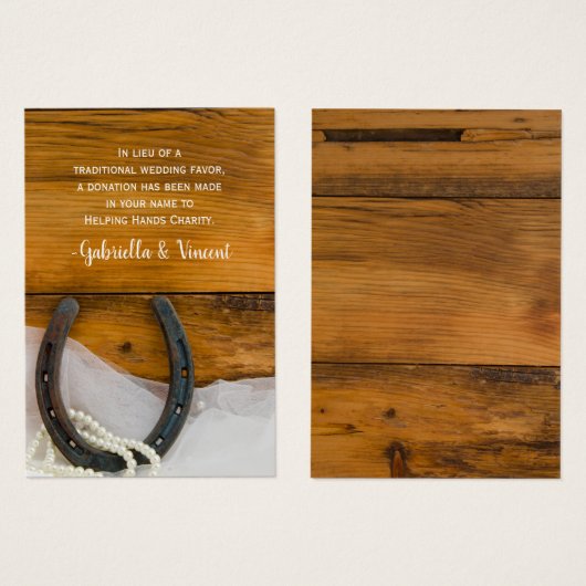 Hoefijzer Pearl Country Weddenschap Charity Favor  Visitekaartjes (Voorkant /achterkant)