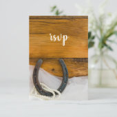Hoefijzer Pearls Country Barn Wedding RSVP Kaart (Staand voorkant)