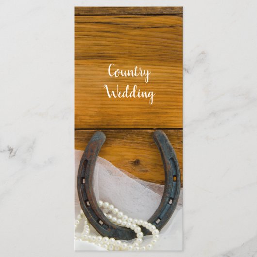 Hoefijzer Pearls country Western Wedding Programme Programmakaart (Voorkant)