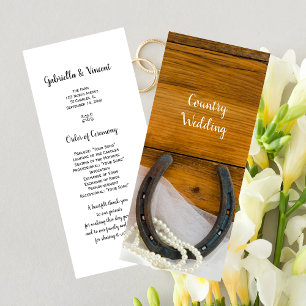 Hoefijzer Pearls country Western Wedding Programme Programmakaart