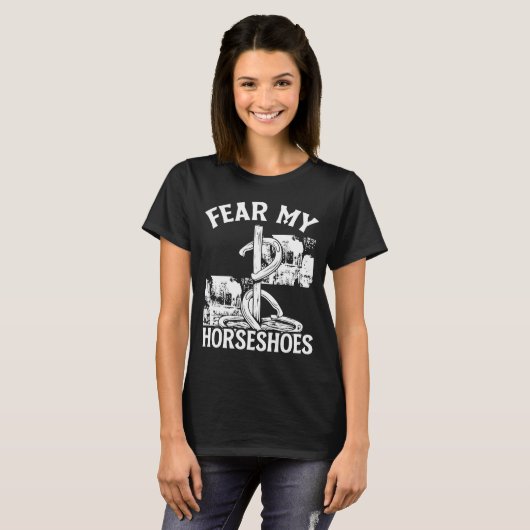 Hoefijzer Pitching Game Angst voor mijn Hoefijzers T-shirt (Voorkant volledig)