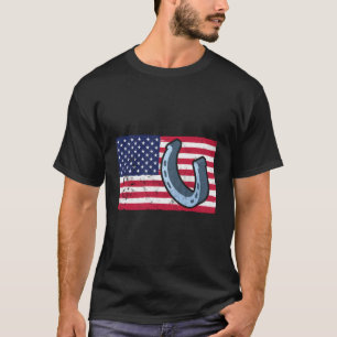 Hoefijzer Pitching USA Flag Hoefijzer Throwing Des T-shirt