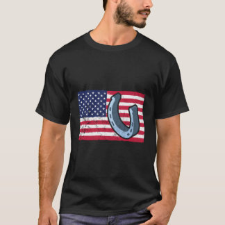 Hoefijzer Pitching USA Flag Hoefijzer Throwing Des T-shirt