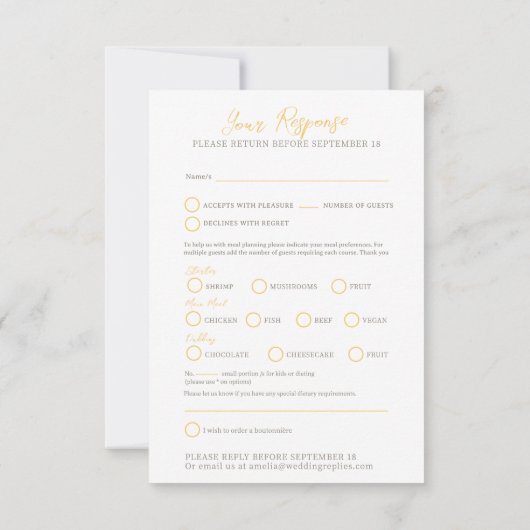 Hoefijzer rozen waterverf grijs geel bruiloft RSVP kaartje (Achterkant)