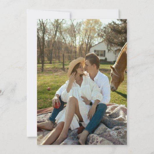 Hoefijzer rozen waterverf grijs geel bruiloft save the date (Achterkant)