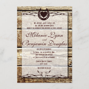 Hoefijzer Rustic Wedding Kaart