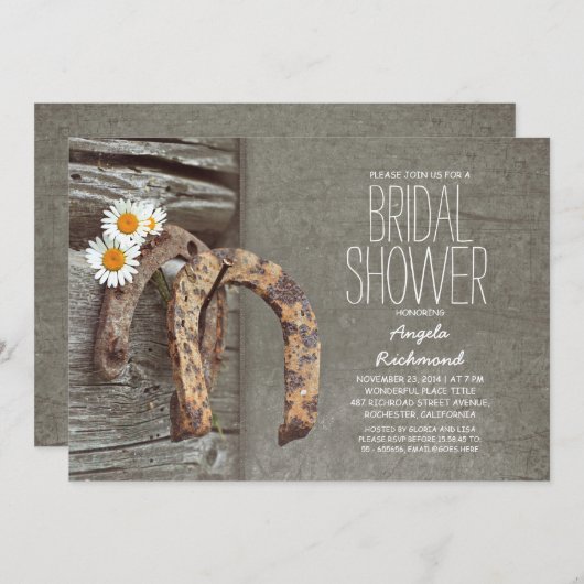 Hoefijzer rustiek land vrijgezellenfeest kaart (Voorkant / Achterkant)