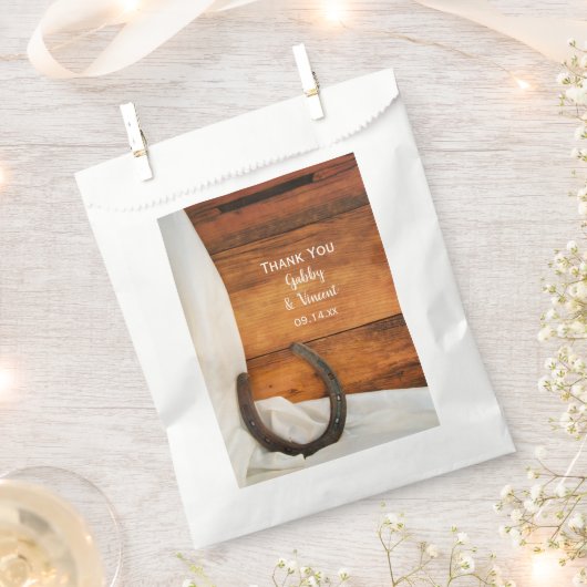 Hoefijzer Satin Country Westerne bruiloft Dank je Bedankzakje (Geknipt)