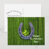 Hoefijzer Shamrock 2 St. Patrick's Day Briefkaart (Voorkant / Achterkant)