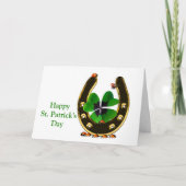 Hoefijzer Shamrock Ladybugs St. Patricks Day Feestdagen Kaart (Voorkant)