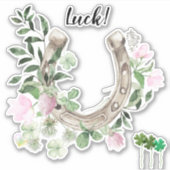 Hoefijzer & Shamrocks Sticker (Voorkant)