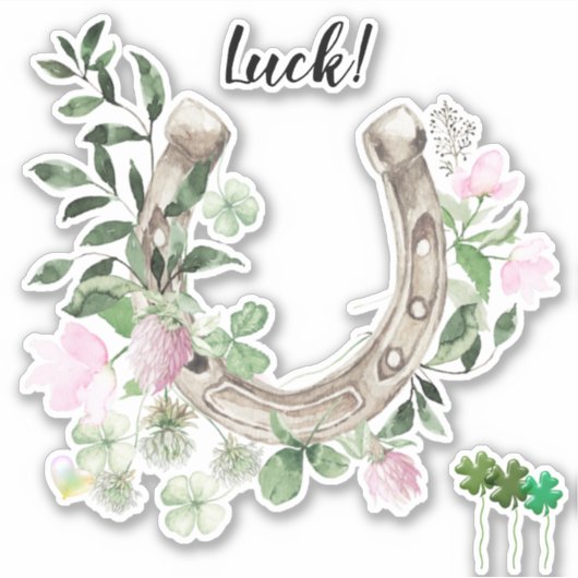 Hoefijzer & Shamrocks Sticker (Voorkant)