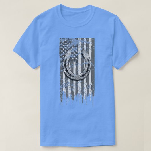 Hoefijzer Shirt Horse Lover geeft VS vlag Lucky Ho (Design voorkant)