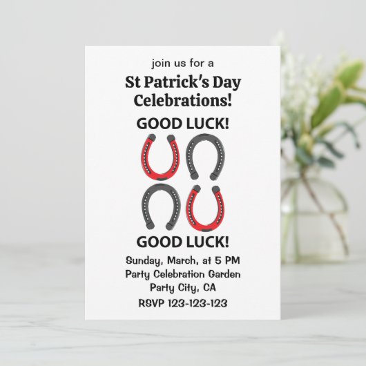 Hoefijzer Succes St Patrick's Day Hoefijzer Kaart (Staand voorkant)