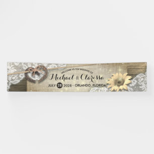 Hoefijzer Sunflower Country Rustic Wedding Welcome Spandoek