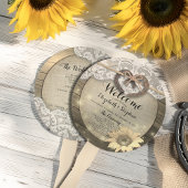Hoefijzer Sunflower Wood Wedding Programs Hand Fan Handwaaier