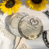 Hoefijzer Sunflower Wood Wedding Programs Hand Fan Handwaaier