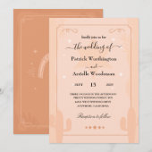 Hoefijzer terug westerne trouwuitnodigingen kaart (Voorkant / Achterkant)