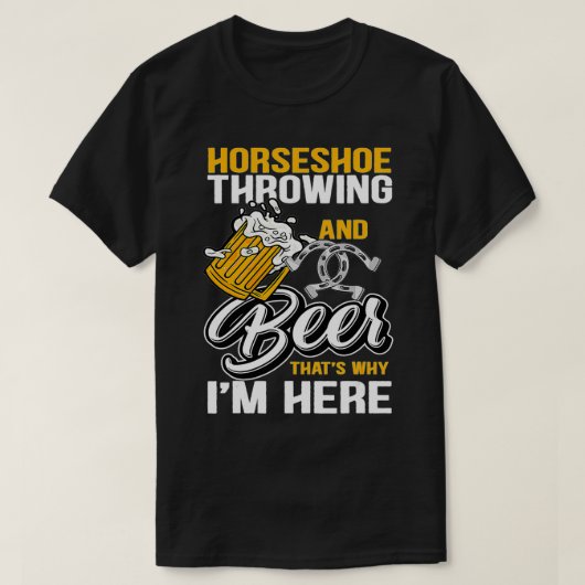 Hoefijzer Throwing and Beer Funny Pitching Horse S T-shirt (Design voorkant)
