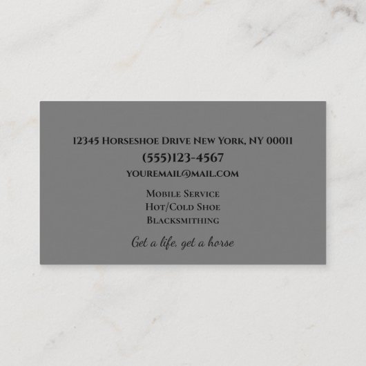 Hoefijzer Tools Equestrian Horse Farrier Visitekaartje (Achterkant)
