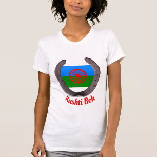 Hoefijzer van de Romaanse zigeunervlag T-shirt
