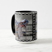 Hoefijzer van het paardenzadelkorralfhek mok (Voorkant links)