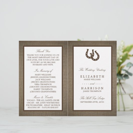 Hoefijzer van het rustige land op de bruiloft (Staand voorkant)