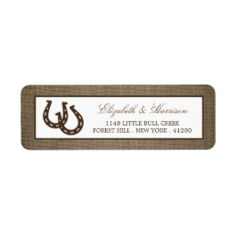 Hoefijzer van het rustige land op de bruiloft etiket