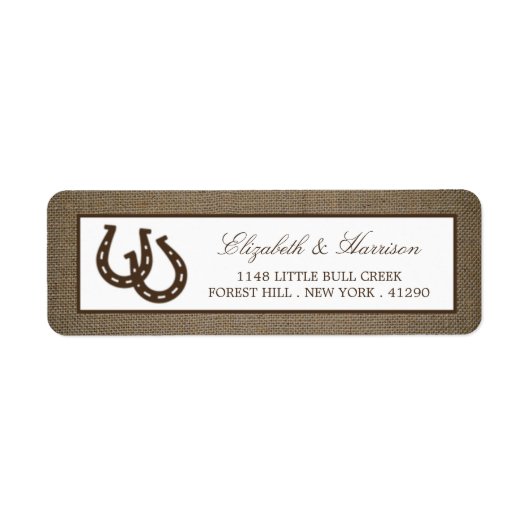 Hoefijzer van het rustige land op de bruiloft etiket (Voorkant)