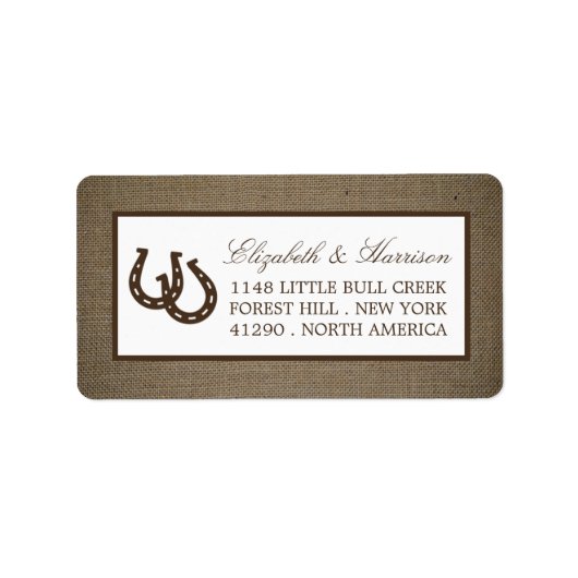 Hoefijzer van het rustige land op de bruiloft etiket (Voorkant)