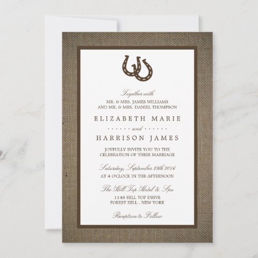 Hoefijzer van het rustige land op de bruiloft kaart (Voorkant)