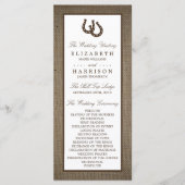 Hoefijzer van het rustige land op de bruiloft programmakaart (Voorkant)