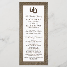 Hoefijzer van het rustige land op de bruiloft programmakaart