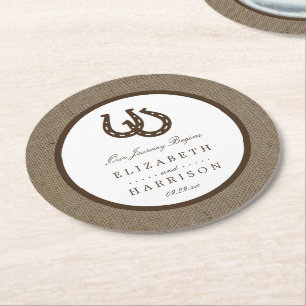 Hoefijzer van het rustige land op de bruiloft ronde kartonnen onderzetter