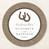 Hoefijzer van het rustige land op de bruiloft ronde kartonnen onderzetter (Voorkant)