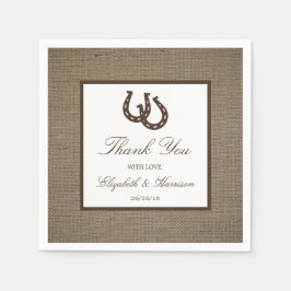 Hoefijzer van het rustige land op de bruiloft servet