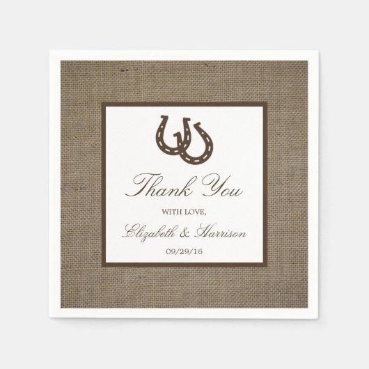 Hoefijzer van het rustige land op de bruiloft servet (Voorkant)