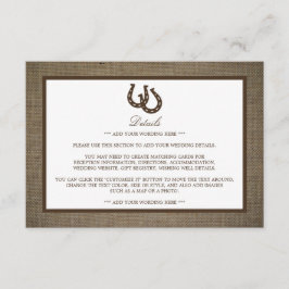 Hoefijzer van het rustige land op het heuphuwelijk informatiekaartje