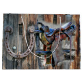 Hoefijzer van paardenzadel Rustic Western Groot Cadeauzakje (Achterkant)