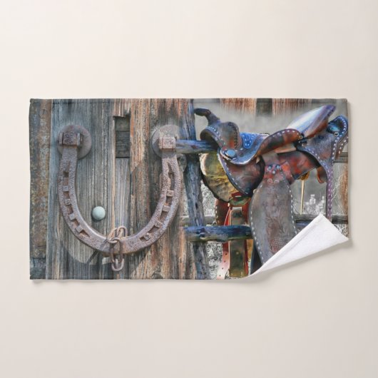 Hoefijzer van paardenzadel Rustic Western Handdoek (Handdoek)