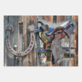 Hoefijzer van paardenzadel Rustic Western Inpakpapier Vel (Voorkant 3)