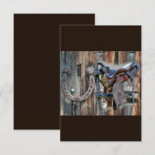 Hoefijzer van paardenzadel Rustic Western Save The Date (Voorkant / Achterkant)