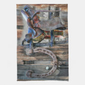 Hoefijzer van paardenzadel Rustic Western Theedoek (Verticaal)