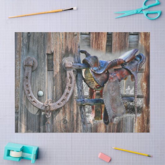 Hoefijzer van paardenzadel Rustic Western Tissuepapier (Craft)