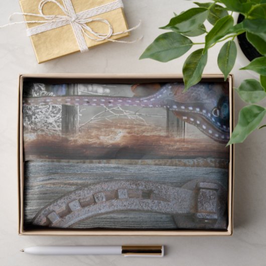 Hoefijzer van paardenzadel Rustic Western Tissuepapier (Geschenk)