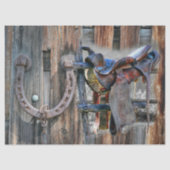 Hoefijzer van paardenzadel Rustic Western Tissuepapier (Voorkant)